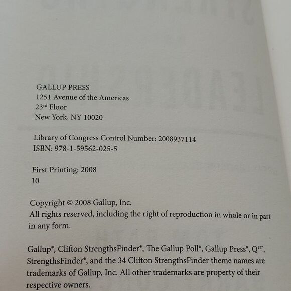 Strengths Based Leadership HB Book Gallup Press Rath Conchie - Picture 4 of 5